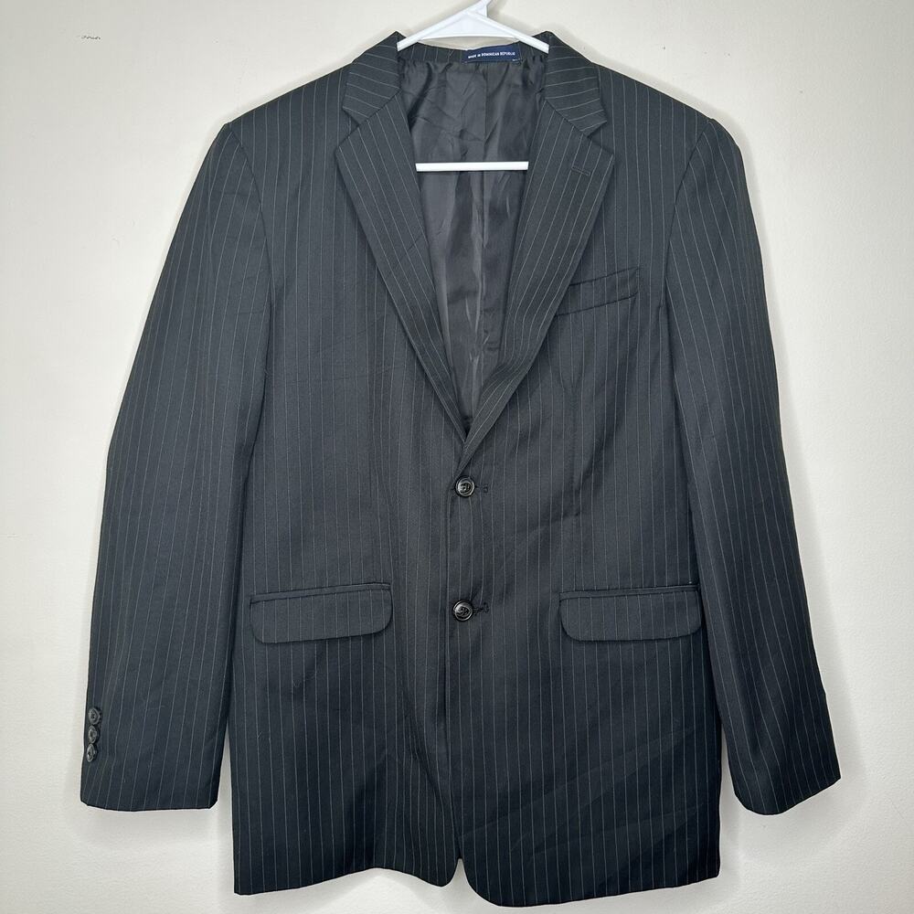 Chaps Boys 18 39" Mens 35S XS Blazer Black Striped Sport Coat Suit Jacket